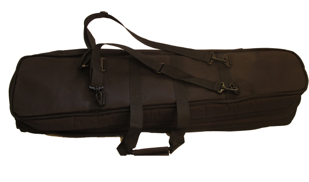Dulcimer case for 2 dulcimers back view shows backpacker straps
