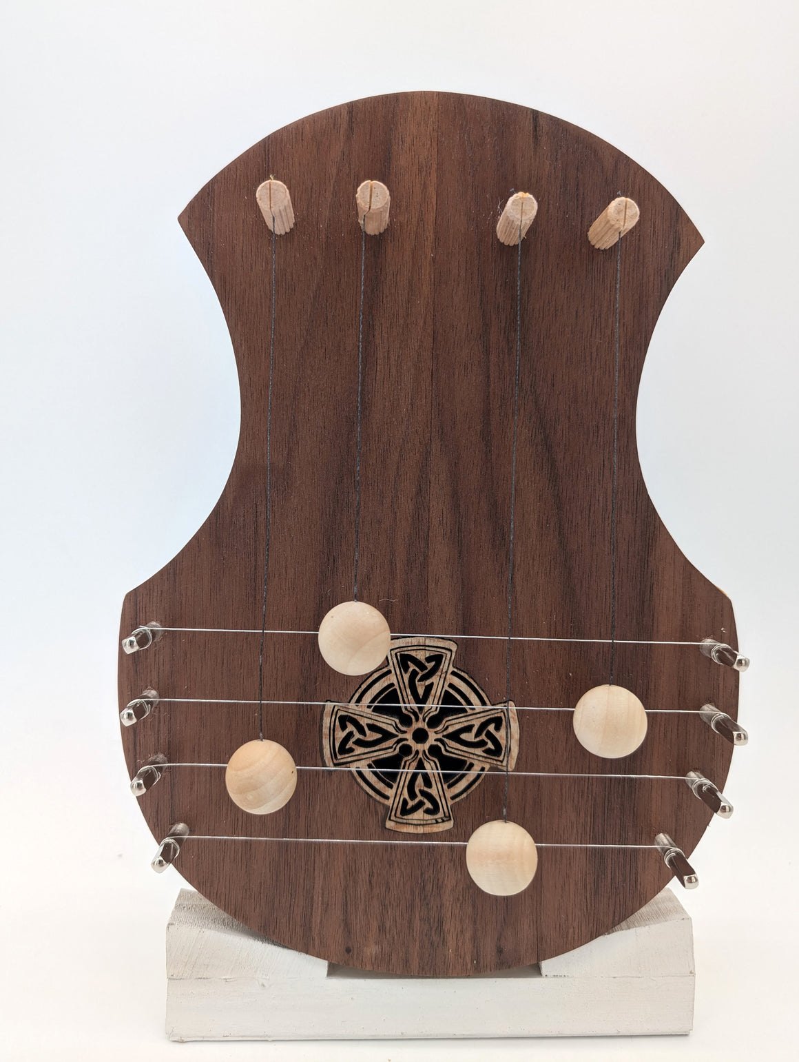 Door Harp -  Walnut with Celtic Cross 2