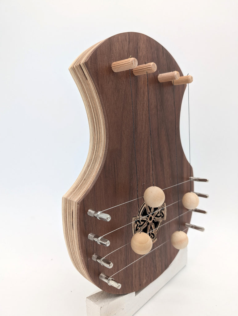 Door Harp -  Walnut with Celtic Cross 2