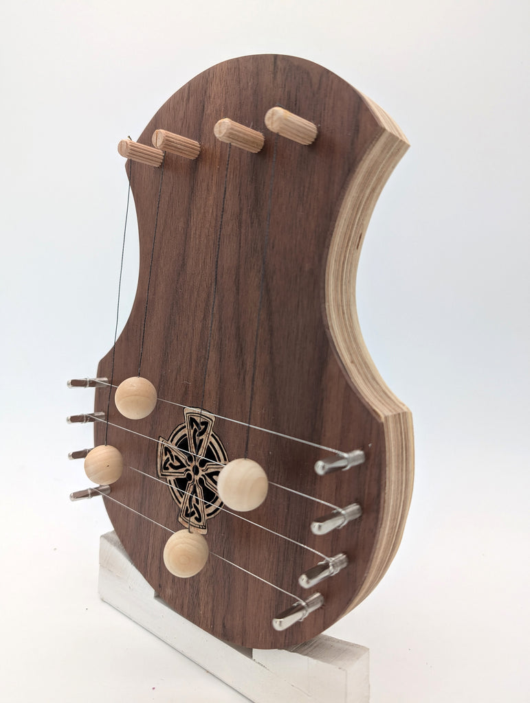 Door Harp -  Walnut with Celtic Cross 2