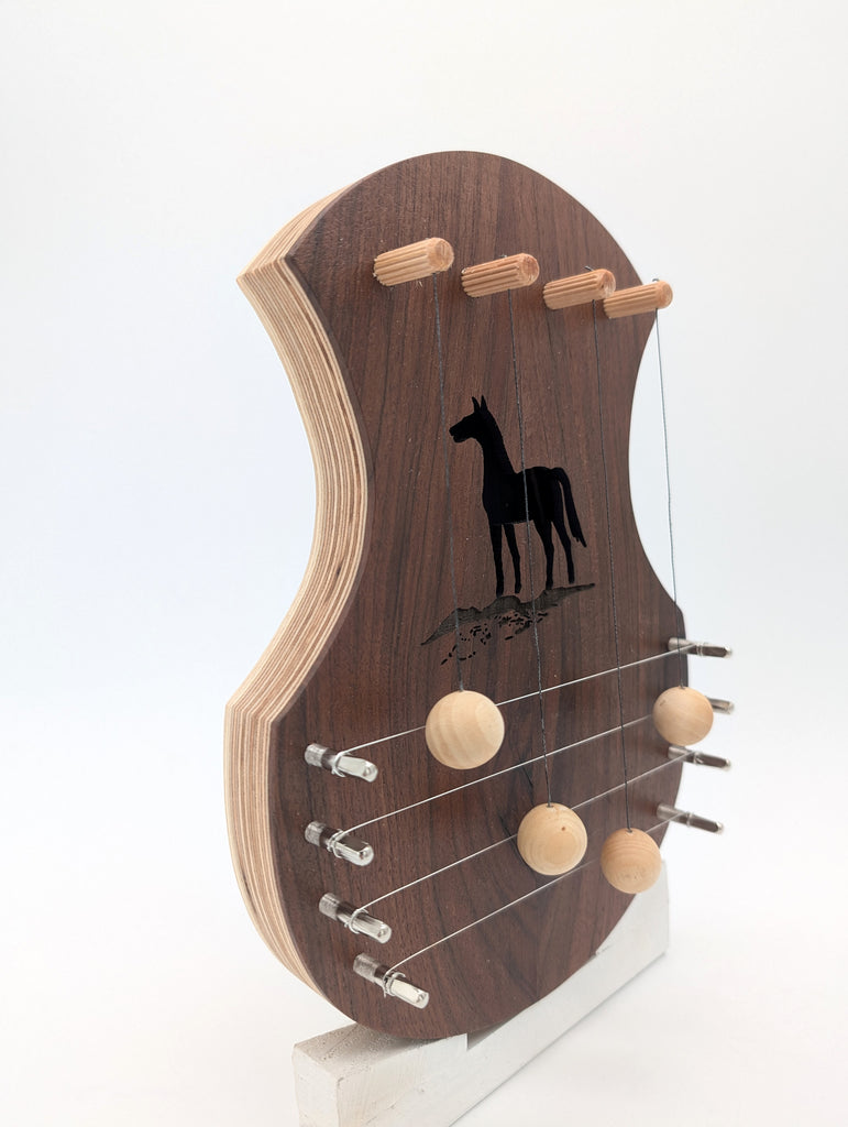 Door Harp -  Walnut with Horse