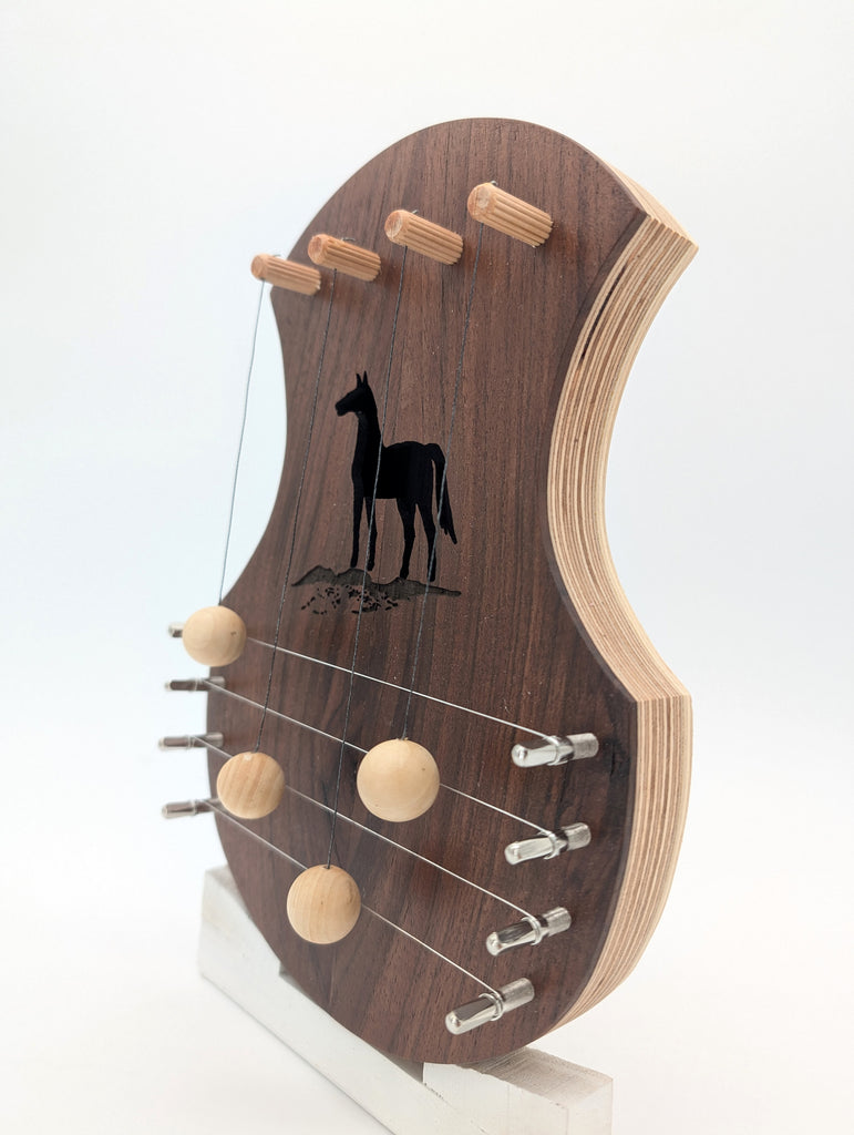 Door Harp -  Walnut with Horse