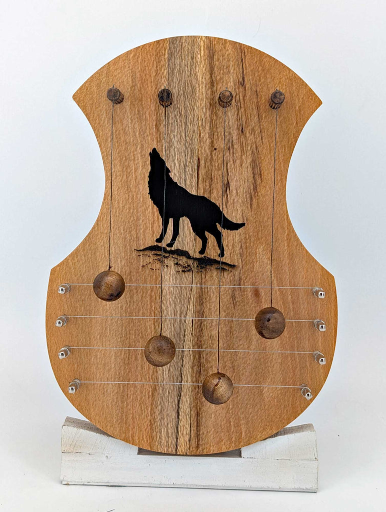 Door Harp -  Spalted Sycamore with Howling Wolf