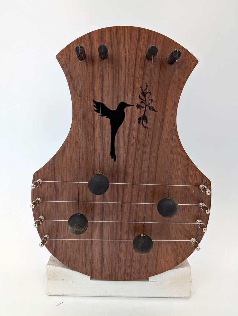 Door Harp - Walnut with Hummingbird