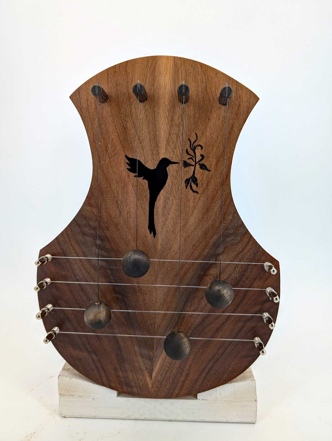 Door Harp - Walnut with Hummingbird