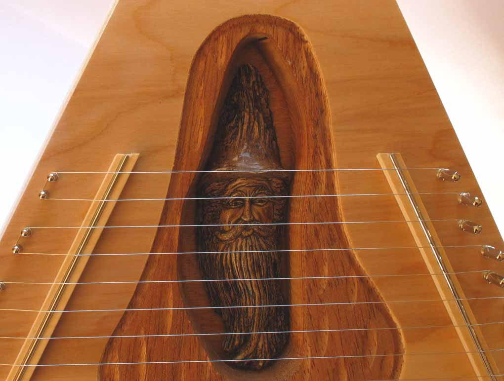 deluxe lap harp with mountain man figure