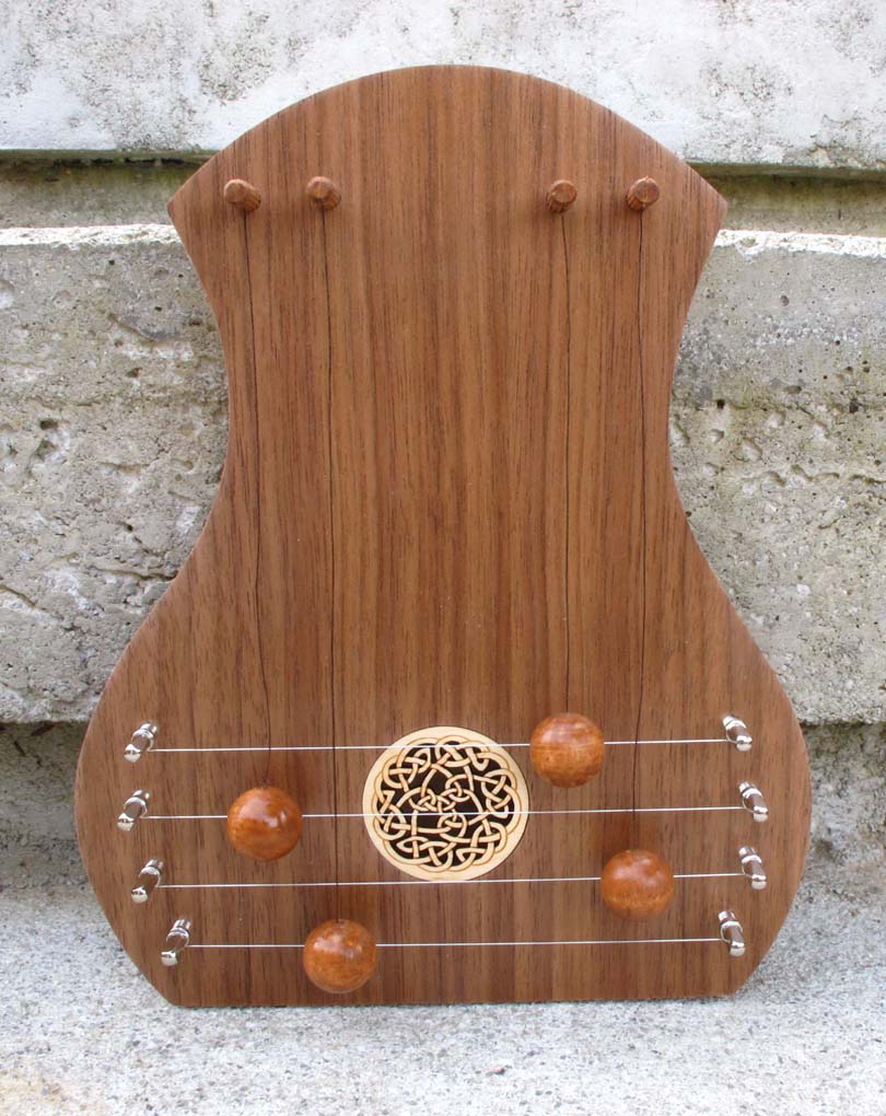 door harp with walnut facing and celtic knot soundhole